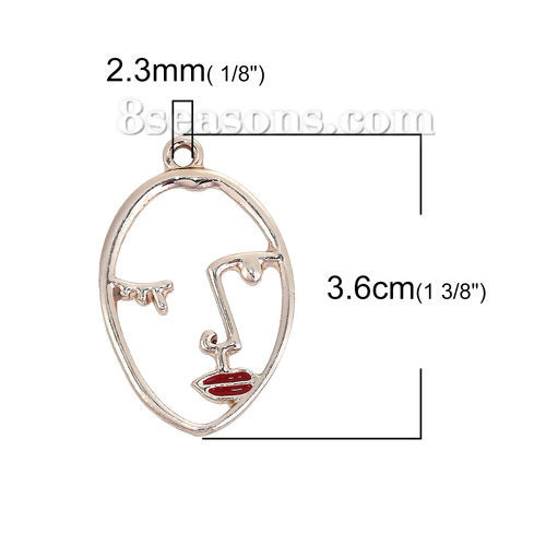 亜鉛合金 ペンダント 颜 ライトゴールド 赤 マスク エナメル 36mmx 23mm、 5 個 の画像