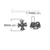 Imagen de Zamak Cuentas Dos Agujeros Flor Plata Antigua 9mm x 8mm, Agujero: Aprox 1.7mm, 200 Unidades