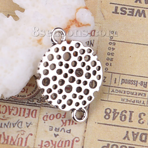 Bild von Zinklegierung Verbinder Rund Antiksilber 21mm x 15mm, 20 Stück