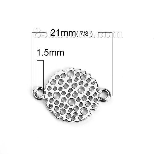 Bild von Zinklegierung Verbinder Rund Antiksilber 21mm x 15mm, 20 Stück
