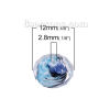 Изображение Бусины Лэмпворк, Круглые, Синий 12мм x 9мм, Размер Поры: 2.8мм, 10 ШТ