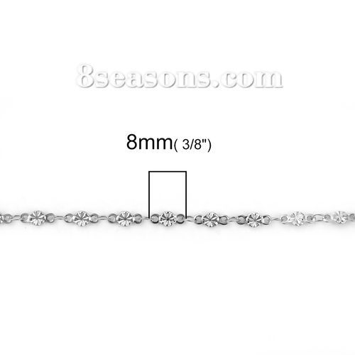 Picture of Stainless Steel Link Chain Round Silver Tone 8x4mm( 3/8" x 1/8"), 5 M