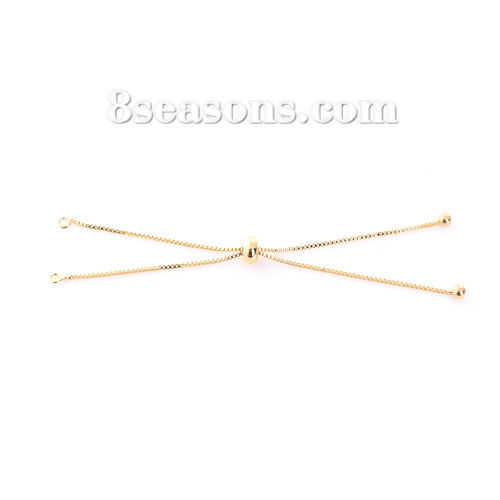 Picture of Brass Slider/Slide Extender Chain For Jewelry Necklace Bracelet Gold Plated Round Adjustable 11cm(4 3/8") long, 3 PCs