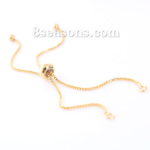 Picture of Brass Slider/Slide Extender Chain For Jewelry Necklace Bracelet Gold Plated Round Adjustable 11cm(4 3/8") long, 3 PCs