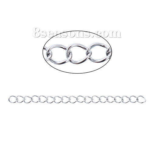 Picture of Stainless Steel Extender Chain For Jewelry Necklace Bracelet Silver Tone 7cm(2 6/8") long, 20 PCs
