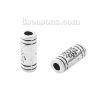 Imagen de Zamak Cuentas Cilíndrico Plata Antigua Flor 10mm x 4mm, Agujero: Aprox 1.7mm, 100 Unidades