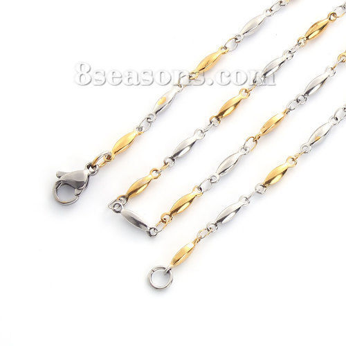 304ステンレス鋼 デザインチェーン ネックレス 楕円形 金メッキ 45cm長さ、 チェーンサイズ: 11x2.5mm、 1 本 の画像