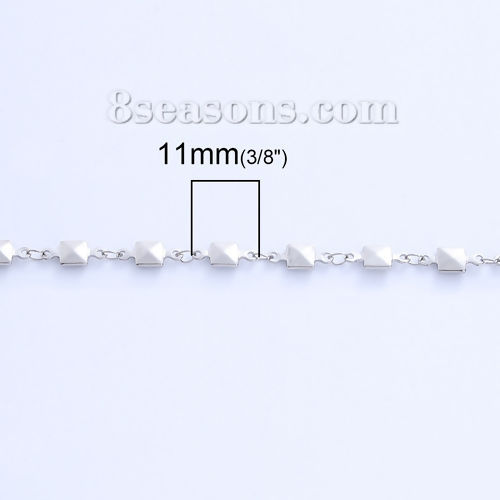 Immagine di 304 Acciaio Inossidabile Catena di Altri Stili Collana Quadrato Tono Argento 46cm Lunghezza, Dimensione della Catena 11x5mm, 1 Pz