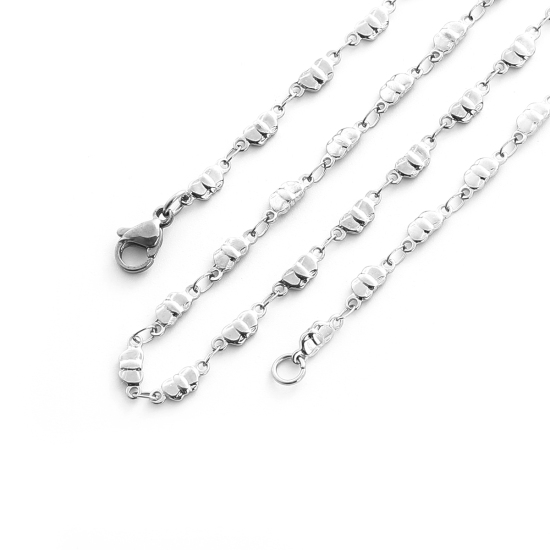 304ステンレス鋼 デザインチェーン ネックレス 蝶 シルバートーン 45cm長さ、 チェーンサイズ: 10x4mm、 1 本 の画像