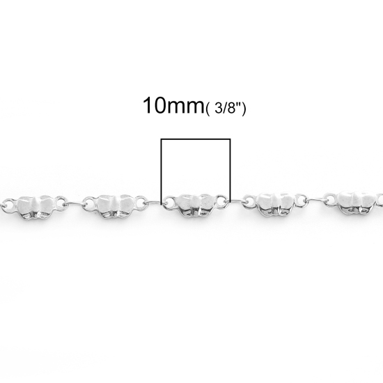 304ステンレス鋼 デザインチェーン ネックレス 蝶 シルバートーン 45cm長さ、 チェーンサイズ: 10x4mm、 1 本 の画像