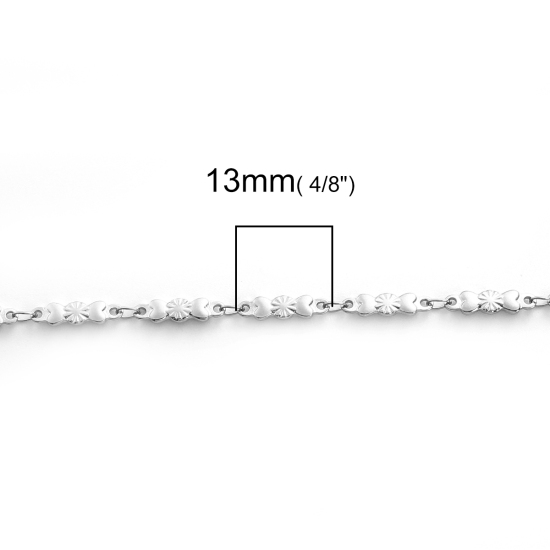 Image de Colliers en 304 Acier Inoxydable D'autres chaînes Bonbon Argent Mat 46cm Long, Taille de Chaîne: 13mm x 3.5mm, 1 Pièce