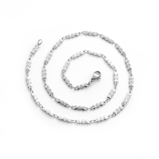 Image de Colliers en 304 Acier Inoxydable D'autres chaînes Bonbon Argent Mat 46cm Long, Taille de Chaîne: 13mm x 3.5mm, 1 Pièce