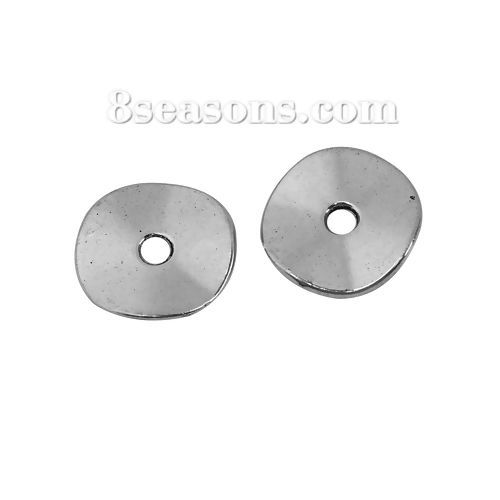 Picture of Zinc Based Alloy Wavy Spacer Beads Antique Silver Color Round About 15mm Dia, Hole: Approx 2.6mm, 100 PCs