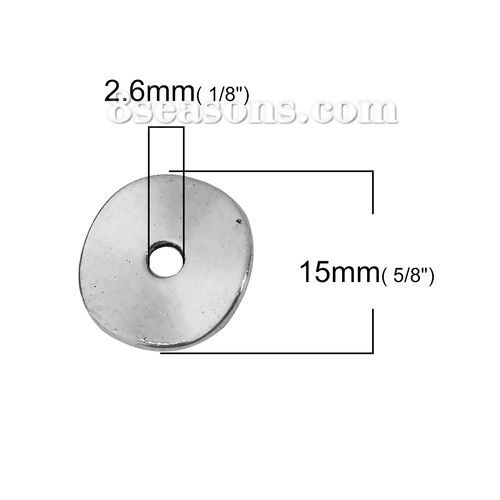 Picture of Zinc Based Alloy Wavy Spacer Beads Antique Silver Color Round About 15mm Dia, Hole: Approx 2.6mm, 100 PCs