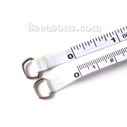 Picture of ABS Keychain & Keyring Tape Measures Fuchsia 10cm(3 7/8") x 4.3cm(1 6/8"), 2 PCs (Approx 1.5 M/Roll)