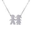 Picture of 316 Stainless Steel Necklace Silver Tone Boy & Girl Lover 45cm(17 6/8") long, 1 Piece”