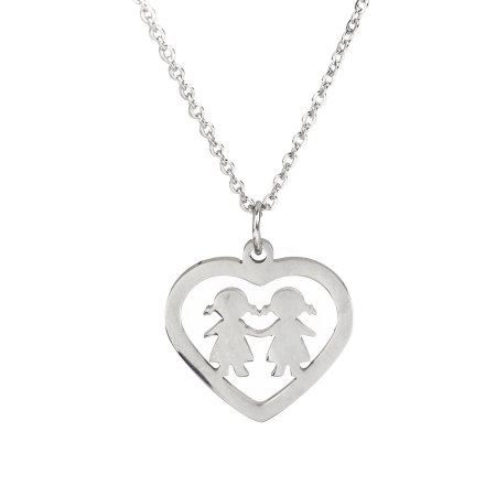 316 Acero Inoxidable Collares Tono de Plata Corazón Chica 47.5cm longitud, 1 Unidad”
