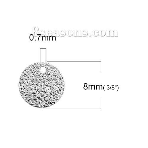 Bild von Messing Gehämmert Charms Anhänger Rund Versilbert 8mm D., 20 Stück