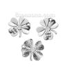 Picture of Zinc Based Alloy Charms Four Leaf Clover Antique Silver Color Message " GOOD LUCK " 29mm(1 1/8") x 27mm(1 1/8"), 10 PCs