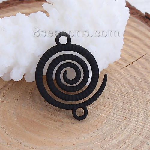 Bild von Zinklegierung Verbinder Welle Schwarz Helix Spiral 21mm x 17mm, 20 Stück