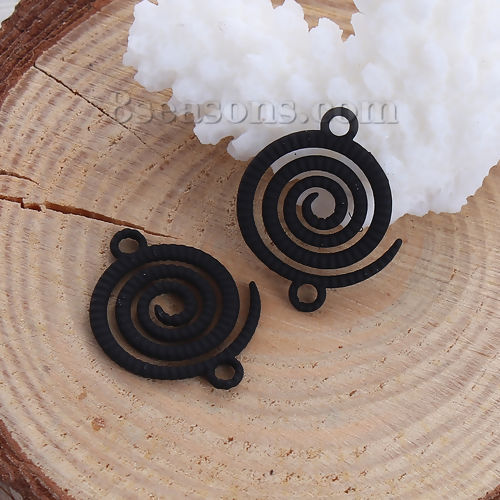 Bild von Zinklegierung Verbinder Welle Schwarz Helix Spiral 21mm x 17mm, 20 Stück