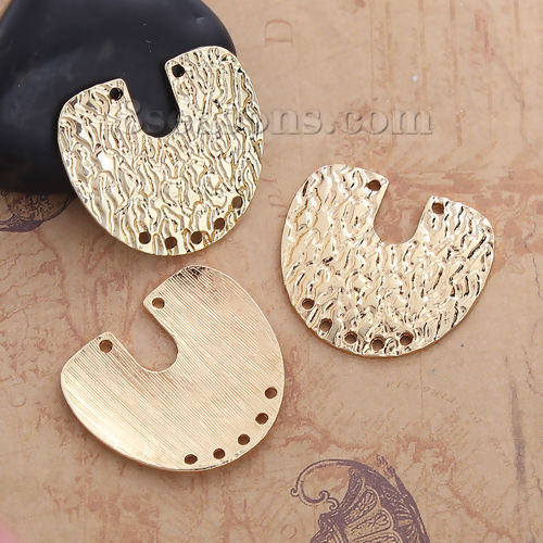 Picture of Zinc Based Alloy Hammered Connectors U-shaped Gold Plated 30mm x 27mm, 10 PCs