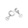 Imagen de 304 Acero Inoxidable Pendientes Círculos Tono de Plata Ronda libélula 30mm x 14mm, Post/ Wire Size: (19 gauge), 1 Par