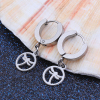 Imagen de 304 Acero Inoxidable Pendientes Círculos Tono de Plata Ronda libélula 30mm x 14mm, Post/ Wire Size: (19 gauge), 1 Par