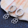 Imagen de 304 Acero Inoxidable Pendientes Círculos Tono de Plata Trébol de cuatro hojas 29mm x 14mm, Post/ Wire Size: (19 gauge), 1 Par