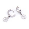 Imagen de 304 Acero Inoxidable Pendientes Círculos Tono de Plata Árbol de coco Ronda 30mm x 14mm, Post/ Wire Size: (19 gauge), 1 Par