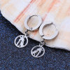Imagen de 304 Acero Inoxidable Pendientes Círculos Tono de Plata Árbol de coco Ronda 30mm x 14mm, Post/ Wire Size: (19 gauge), 1 Par