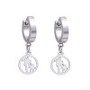 Imagen de 304 Acero Inoxidable Pendientes Círculos Tono de Plata Árbol de coco Ronda 30mm x 14mm, Post/ Wire Size: (19 gauge), 1 Par