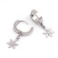 Picture of 304 Stainless Steel Hoop Earrings Silver Tone Flower 29mm(1 1/8") x 14mm( 4/8"), Post/ Wire Size: (19 gauge), 1 Pair