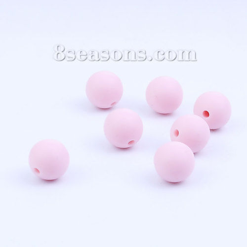Picture of Silicone Chewable/ Teething Spacer Beads Round Pink About 12mm Dia, Hole: Approx 2.2mm, 10 PCs