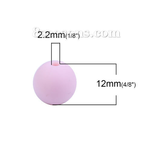 Picture of Silicone Chewable/ Teething Spacer Beads Round Pink About 12mm Dia, Hole: Approx 2.2mm, 10 PCs