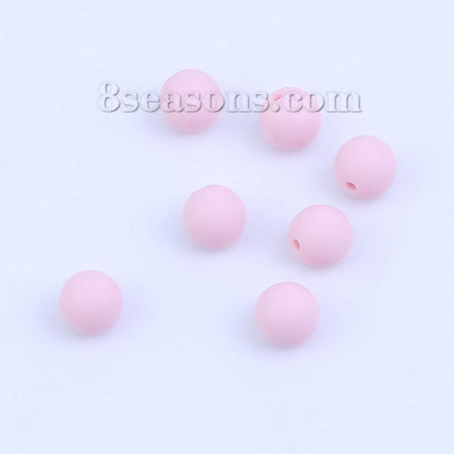 Image de Perles Silicone à Mâcher/Masticable Rond Rose 12mm Dia., Taille de Trou: 2.2mm, 10 Pcs