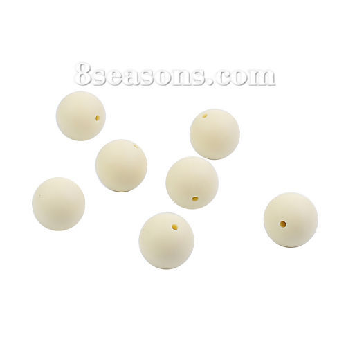 Picture of Silicone Chewable/ Teething Spacer Beads Round Beige About 15mm Dia, Hole: Approx 1.6mm, 10 PCs