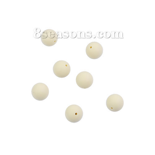 Image de Perles Silicone à Mâcher/Masticable Rond Beige 15mm Dia., Taille de Trou: 1.6mm, 10 Pcs