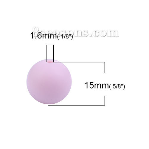 Image de Perles Silicone à Mâcher/Masticable Rond Rose 15mm Dia., Taille de Trou: 1.6mm, 10 Pcs