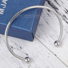 Picture of 304 Stainless Steel Open Cuff Bangles Bracelets Silver Tone Round 17cm(6 6/8") long, 1 Piece