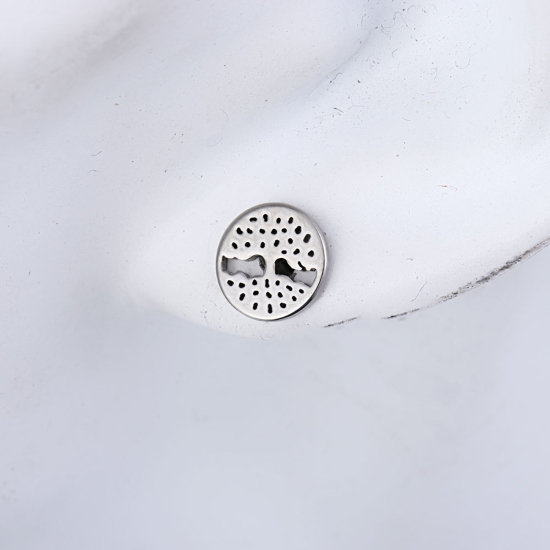 Imagen de 304 Acero Inoxidable Pendientes Tono de Plata Ronda 9mm Dia., Post/ Wire Size: (21 gauge), 1 Par
