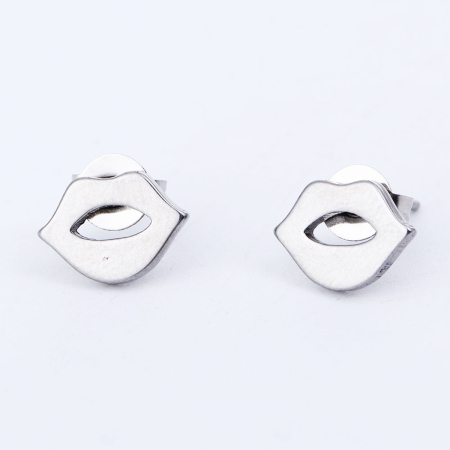 304 Acero Inoxidable Pendientes Tono de Plata Labios 10mm x 7mm, Post/ Wire Size: (21 gauge), 1 Par