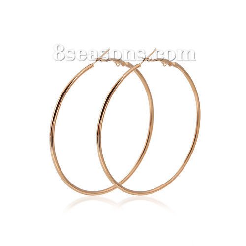 Picture of Hoop Earrings Gold Plated Round 6cm(2 3/8") Dia, Post/ Wire Size: (20 gauge), 1 Pair