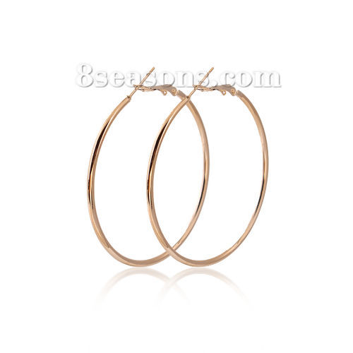 Picture of Hoop Earrings Gold Plated Round 5cm(2") Dia, Post/ Wire Size: (20 gauge), 1 Pair