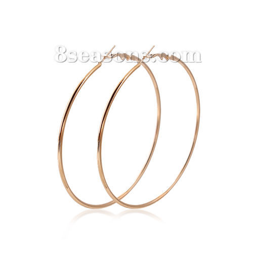 Picture of Hoop Earrings Gold Plated Round 7cm(2 6/8") Dia, Post/ Wire Size: (20 gauge), 1 Pair