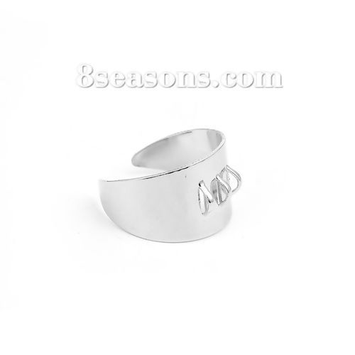 Picture of Brass Open Rings Silver Tone 16.7mm( 5/8")(US size 6.25), 10 PCs                                                                                                                                                                                              