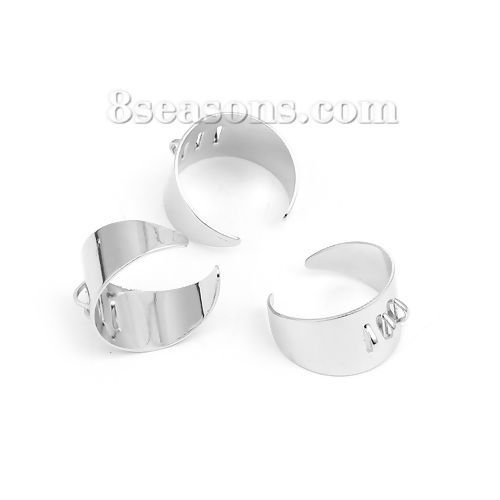 Picture of Brass Open Rings Silver Tone 16.7mm( 5/8")(US size 6.25), 10 PCs                                                                                                                                                                                              