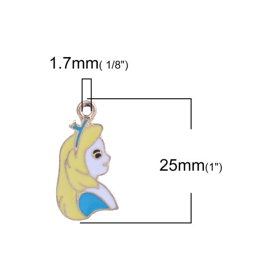 Imagen de Zamak Cuento de hadas Colgantes Charms Sombrero Chapado en Oro Azul Estrella Esmalte 26mm x 15mm, 10 Unidades