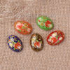 Bild von Harz Japan Malerei Vintage Japanische Tensha Dom Cabochon Verzierung Oval Zufällig Mix Rose 25mm x 18mm , 5 Stück