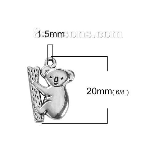 Immagine di Lega di Zinco Charms Koala Argento Antico 20mm x 14mm , 30 Pz